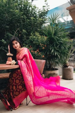 AVORON Georgette Yellow Saree