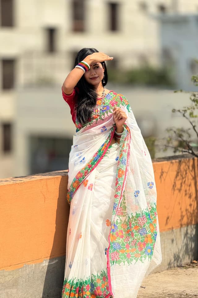 AVORON Satin Silk Black Saree